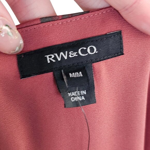 RW&CO NWT Burgundy Mauve Red Floral Blouse Sz M - Picture 5 of 9